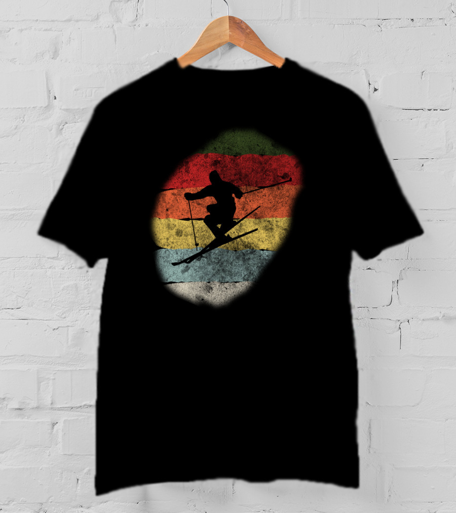 Retro Vintage Skiing Winter Birthday T-Shirt