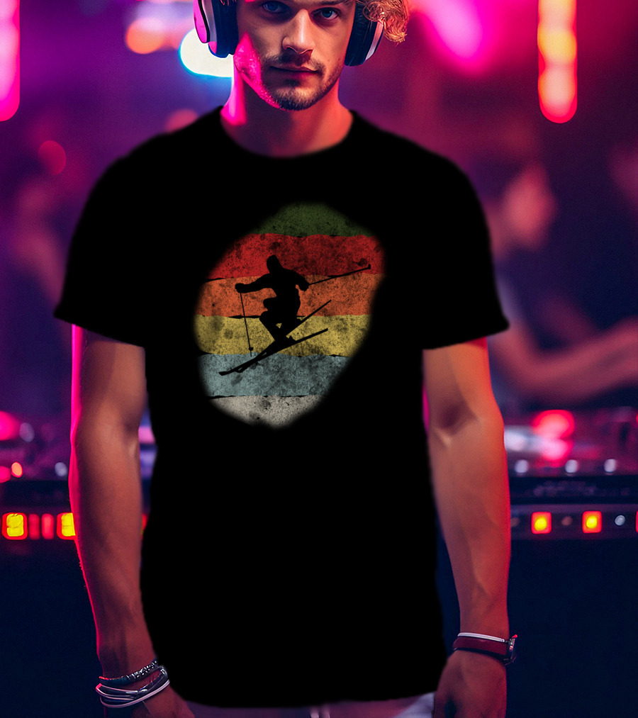 Retro Vintage Skiing Winter Birthday T-Shirt