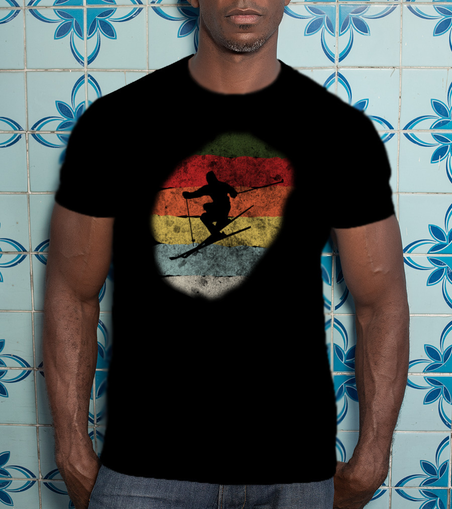 Retro Vintage Skiing Winter Birthday T-Shirt