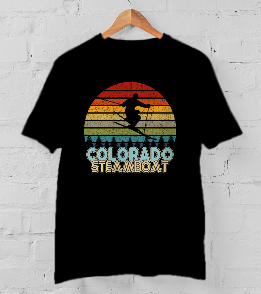 Colorado Steamboat Vintage Skiing Winter Skier T-Shirt