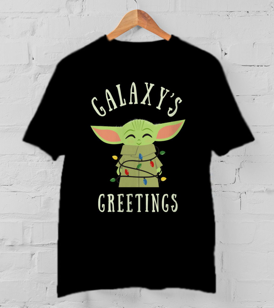 Galaxy's Greetings The Mandalorian The Child Wrapped In Lights T-Shirt