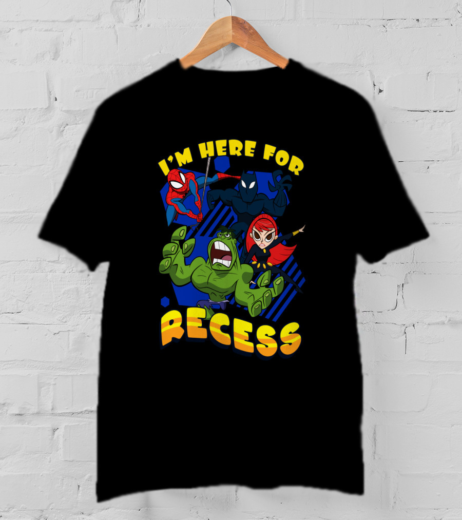 Marvel Avengers I'm Here For Recess Spiderman Black Widow Hulk T-Shirt