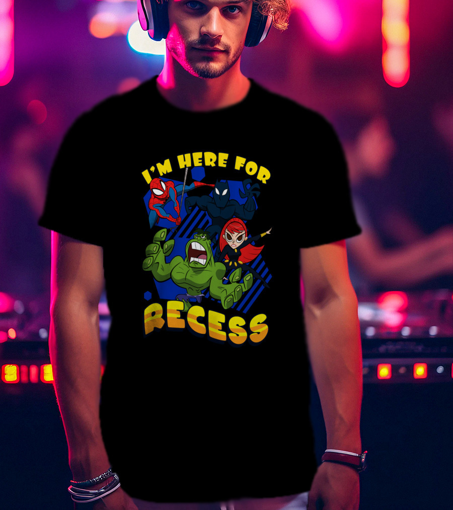 Marvel Avengers I'm Here For Recess Spiderman Black Widow Hulk T-Shirt