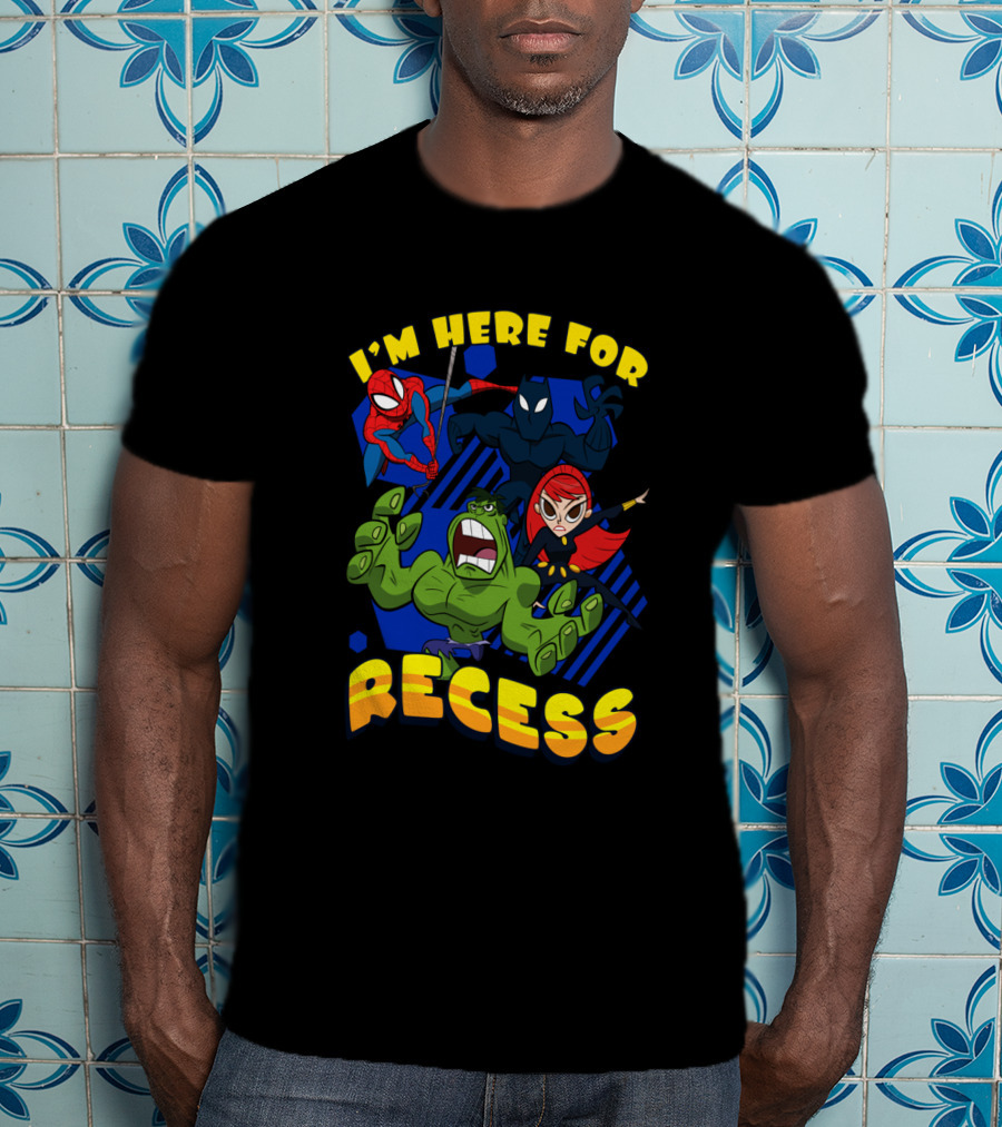 Marvel Avengers I'm Here For Recess Spiderman Black Widow Hulk T-Shirt