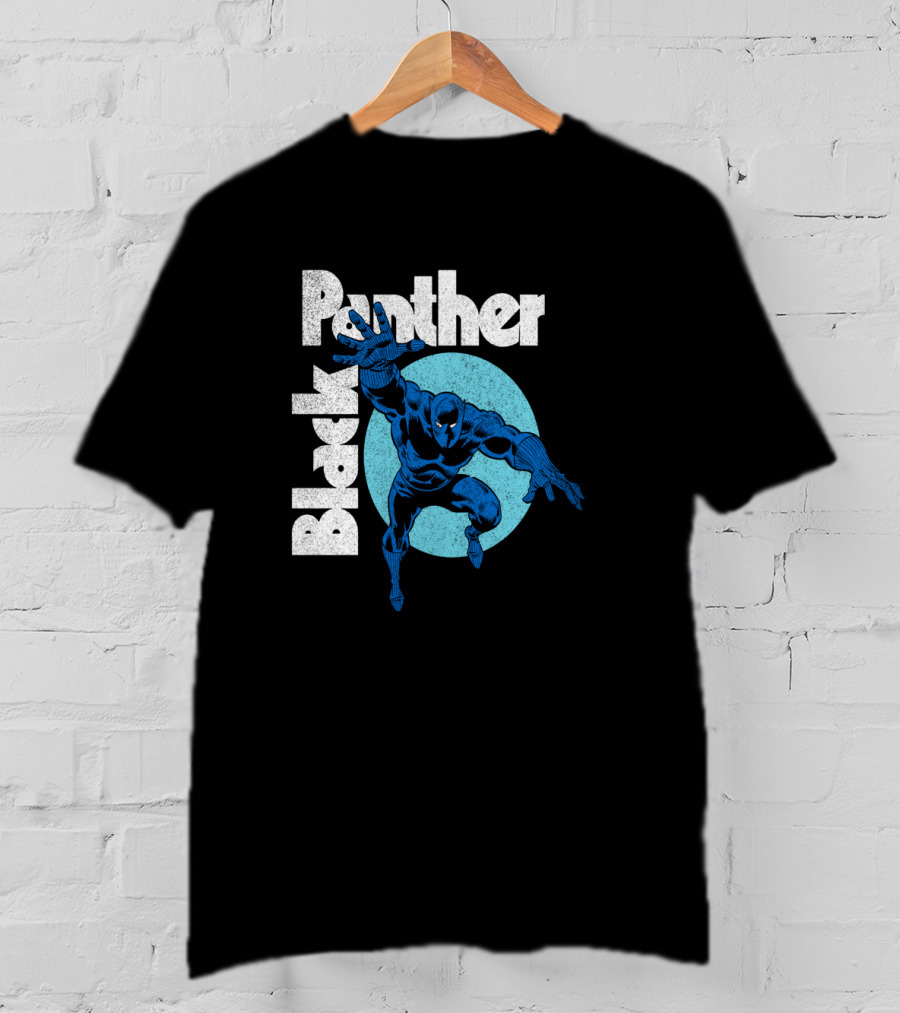 Marvel Black Panther Blue Heroic Pose Circle T-Shirt