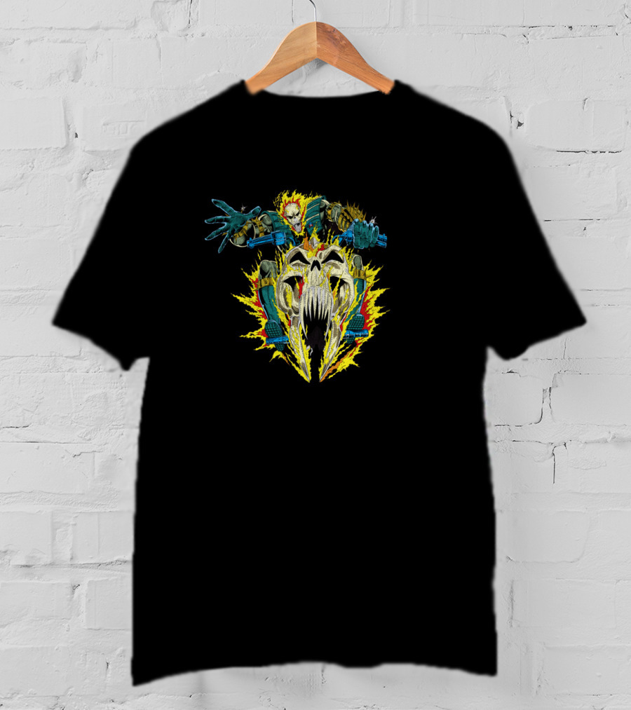 Marvel Ghost Rider Iconic Fiery Skull Action Shot T-Shirt