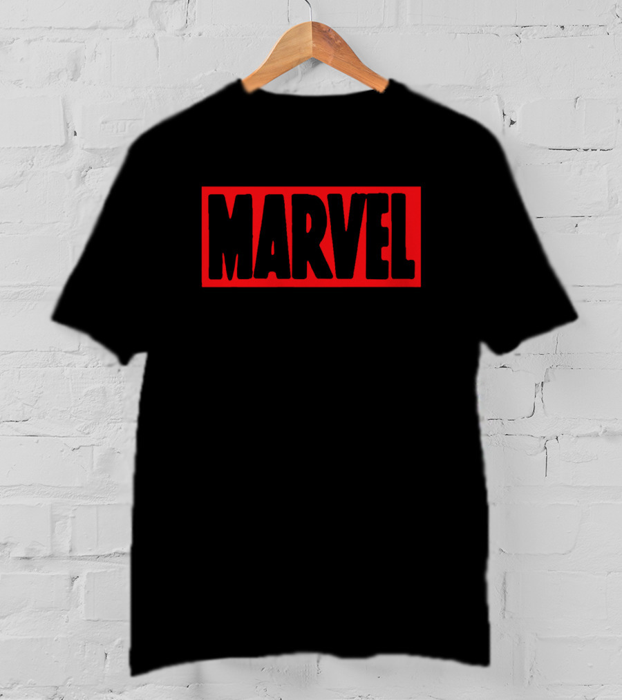 Marvel Brick Logo Red And Black T-Shirt