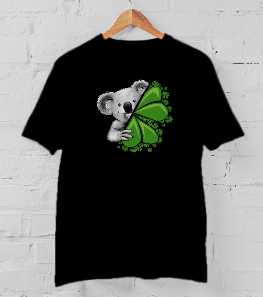 Lucky Koala With Irish Clover And Shamrocks T-Shirt