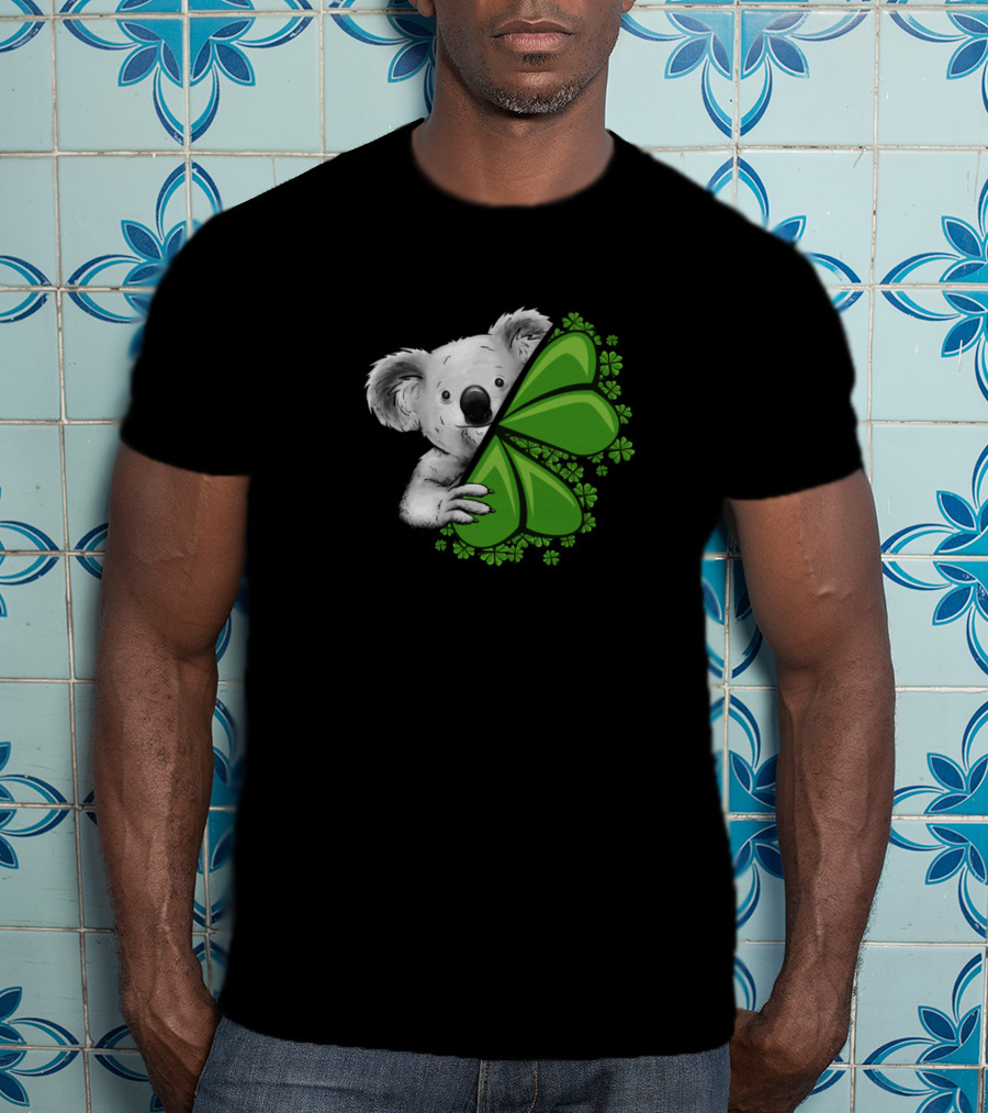 Lucky Koala With Irish Clover And Shamrocks T-Shirt