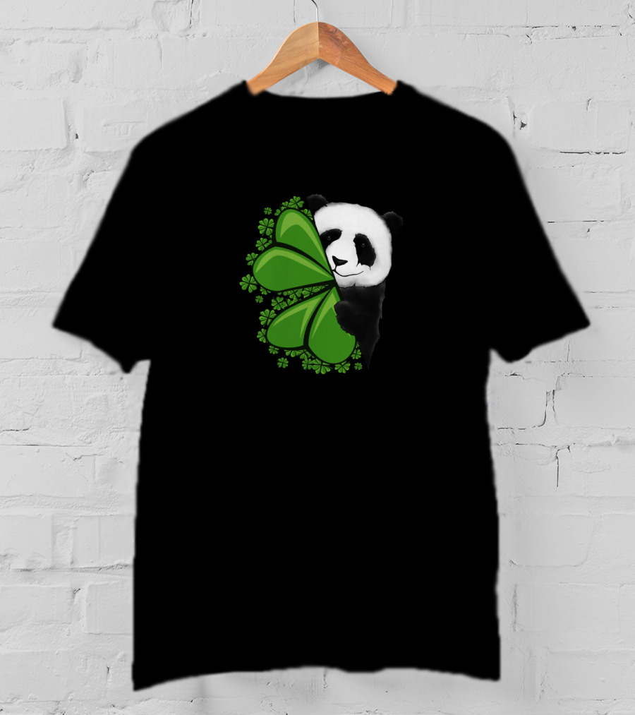 Lucky Clover Panda Shamrocks T-Shirt