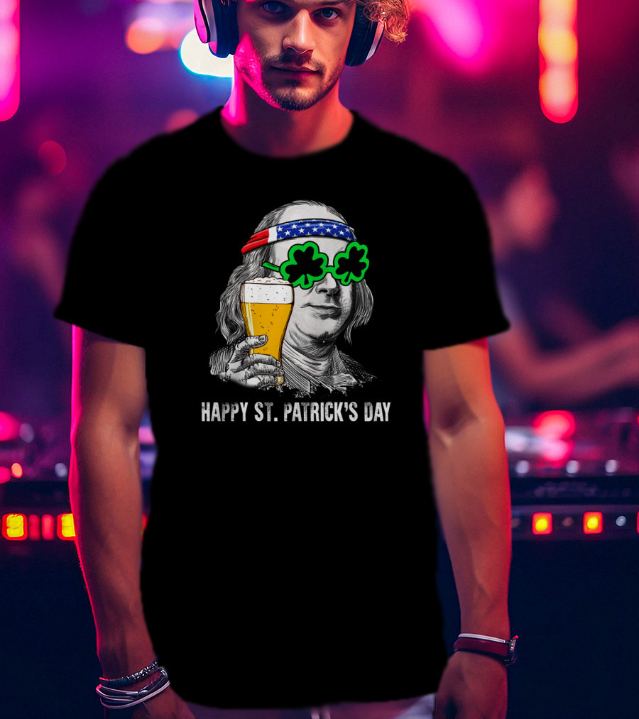 Happy St. Patrick's Day George Washington Beer Clover Glasses T-Shirt