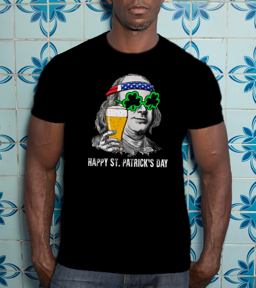 Happy St. Patrick's Day George Washington Beer Clover Glasses T-Shirt