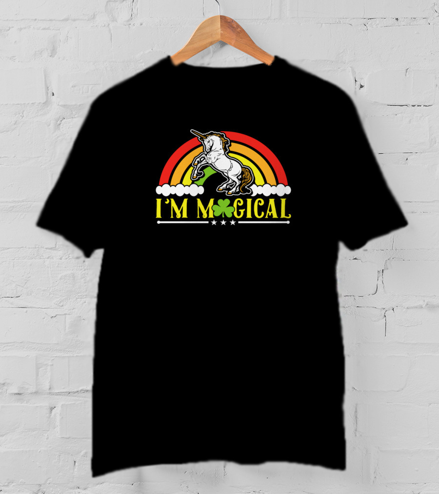 I'm Magical Saint Patrick's Day Shamrock Unicorn Rainbow T-Shirt