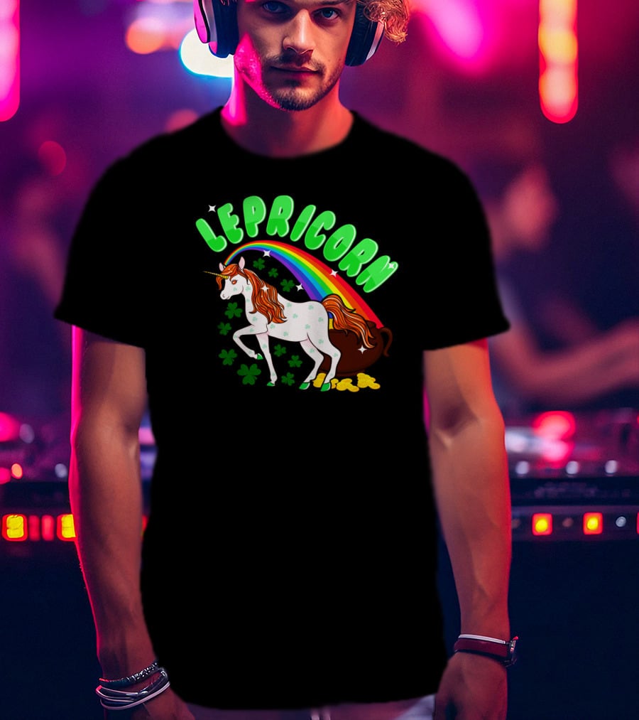 Lepricorn St Patricks Day Unicorn Rainbow Clover Pot Of Gold T-Shirt