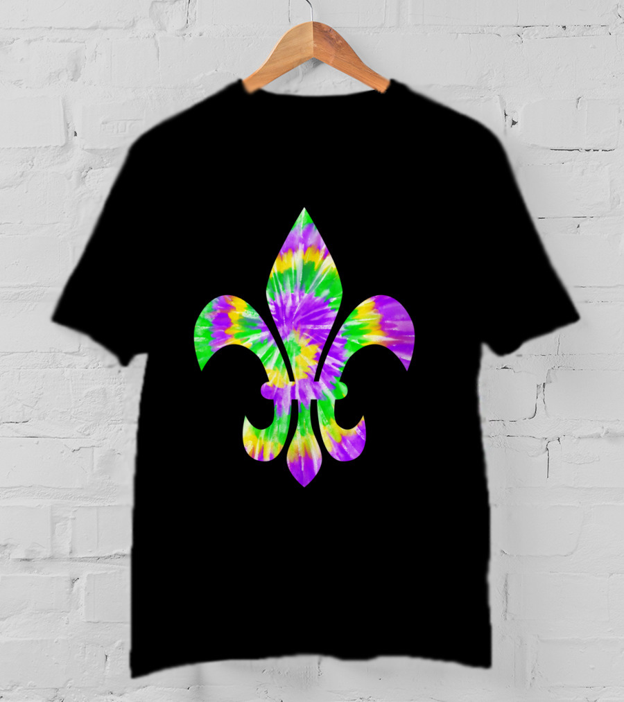 Mardi Gras Tie-Dye Fleur De Lis T-Shirt