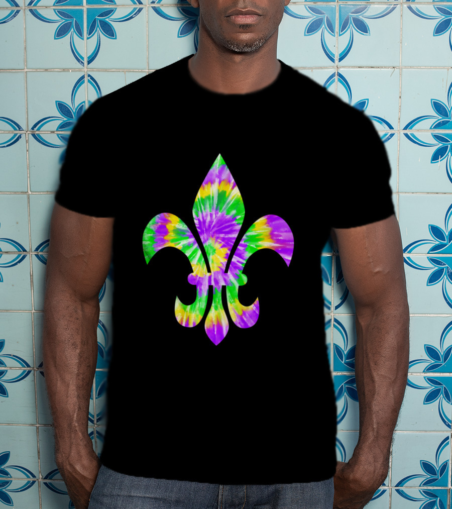 Mardi Gras Tie-Dye Fleur De Lis T-Shirt