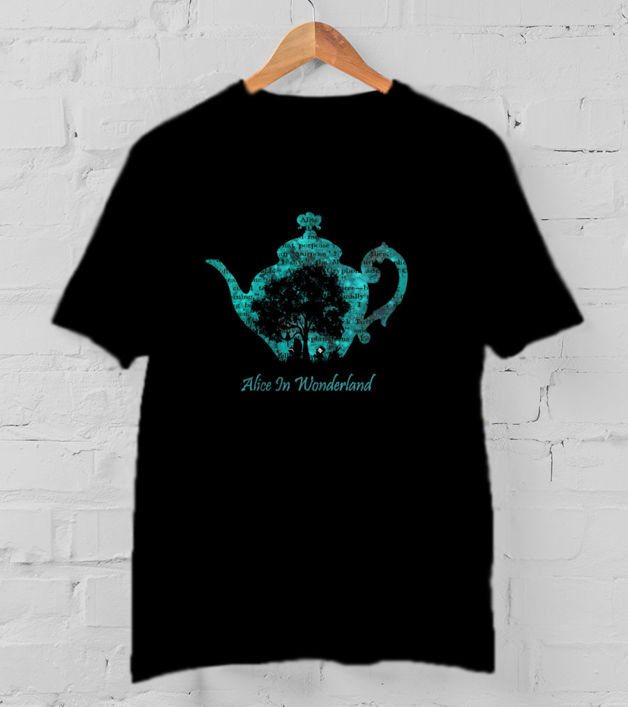 Alice In Wonderland Vintage Teapot Silhouette Tea Time T-Shirt