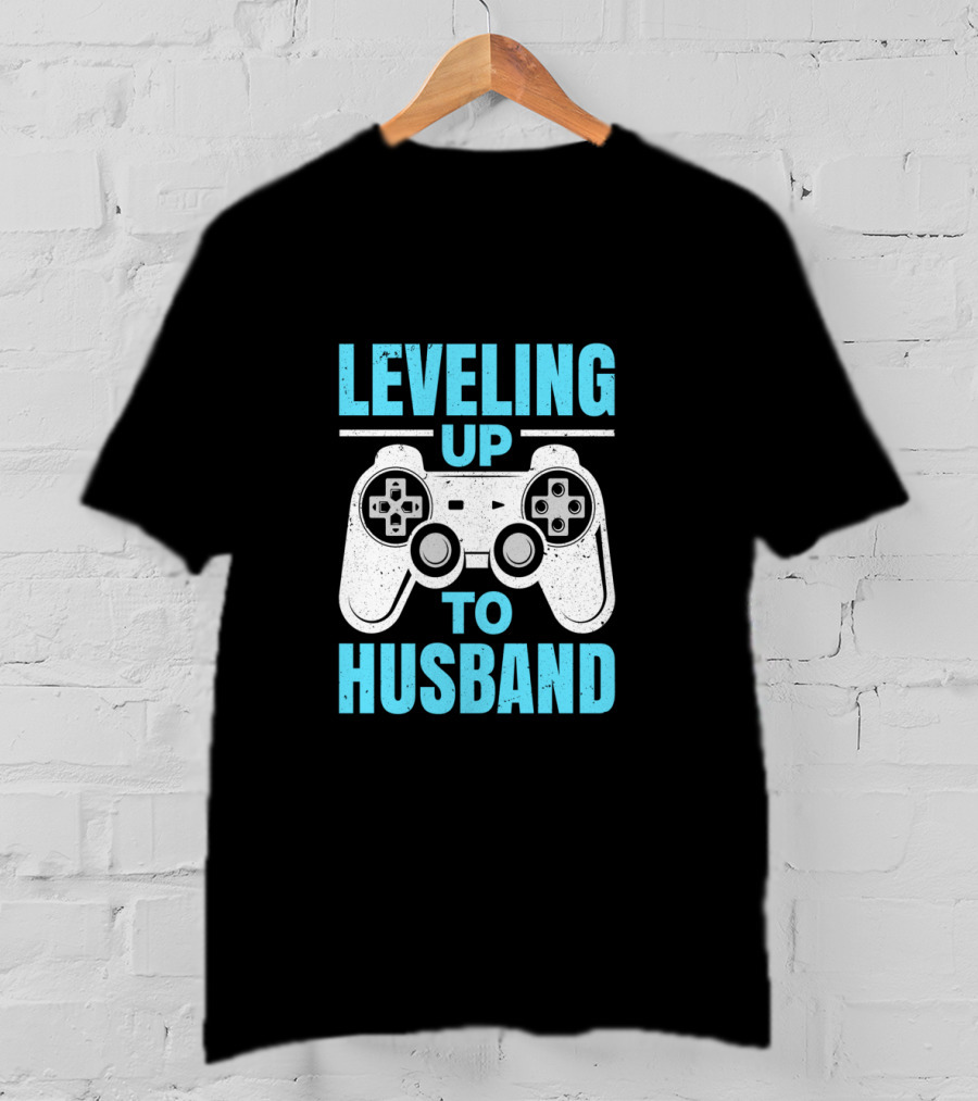 Leveling Up To Husband Funny Gamer Video Game Controller T-Shirt