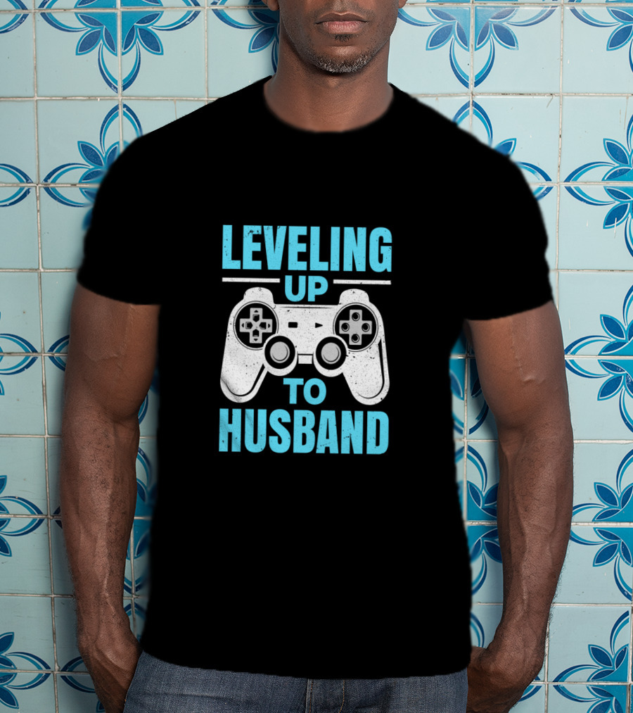 Leveling Up To Husband Funny Gamer Video Game Controller T-Shirt