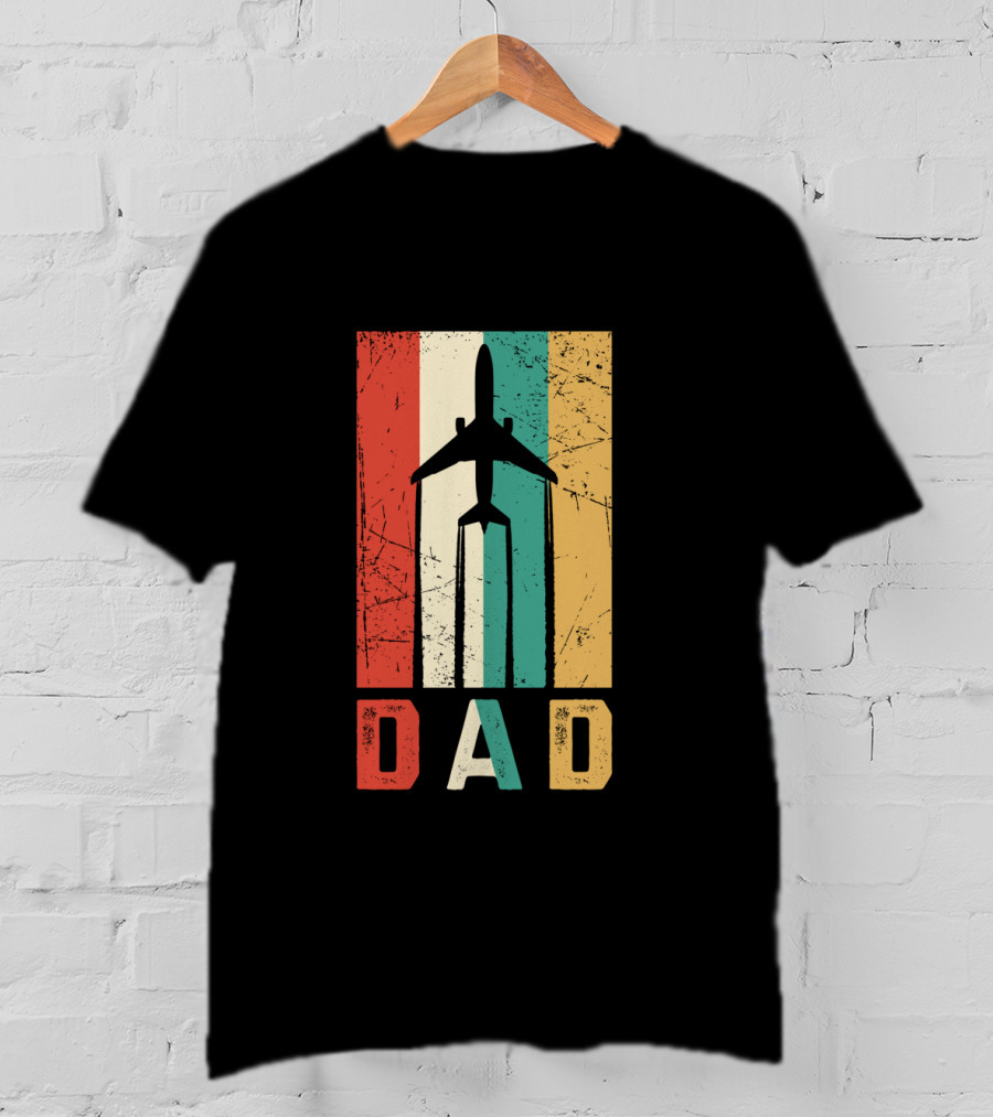 Dad Retro Airplane Vintage Aviation Pilot T-Shirt