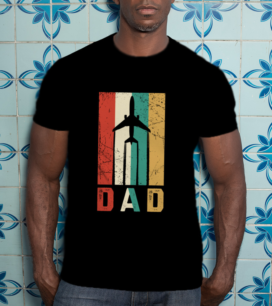 Dad Retro Airplane Vintage Aviation Pilot T-Shirt