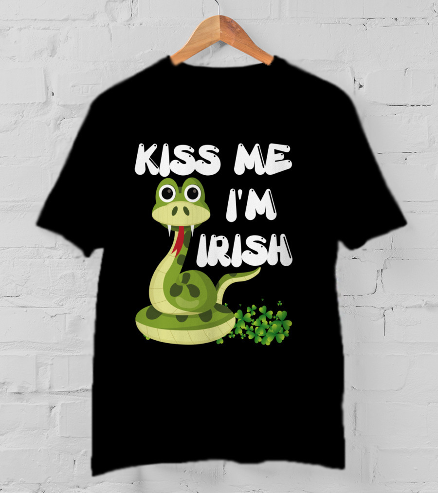 Kiss Me I'm Irish Snake With Shamrocks T-Shirt