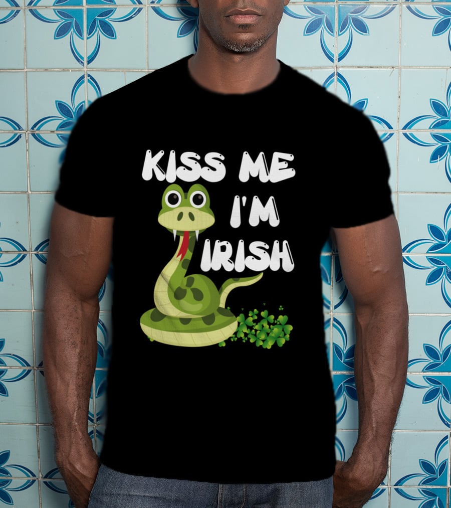 Kiss Me I'm Irish Snake With Shamrocks T-Shirt