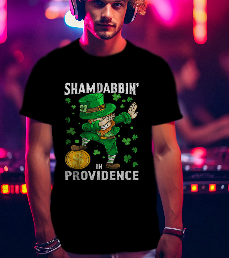 Shamdabbin' Leprechaun With Gold Coin In Providence St Patricks Day T-Shirt