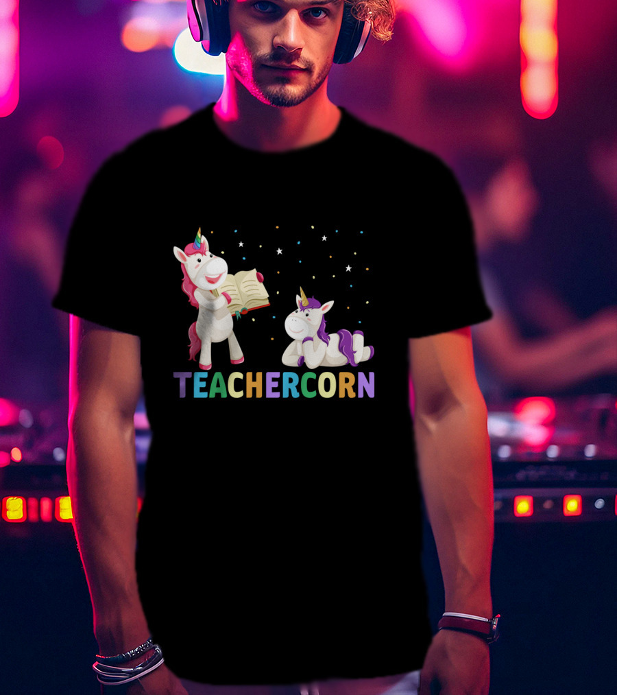 TEACHERCORN Magical Unicorn Teacher Appreciation Stars Book T-Shirt