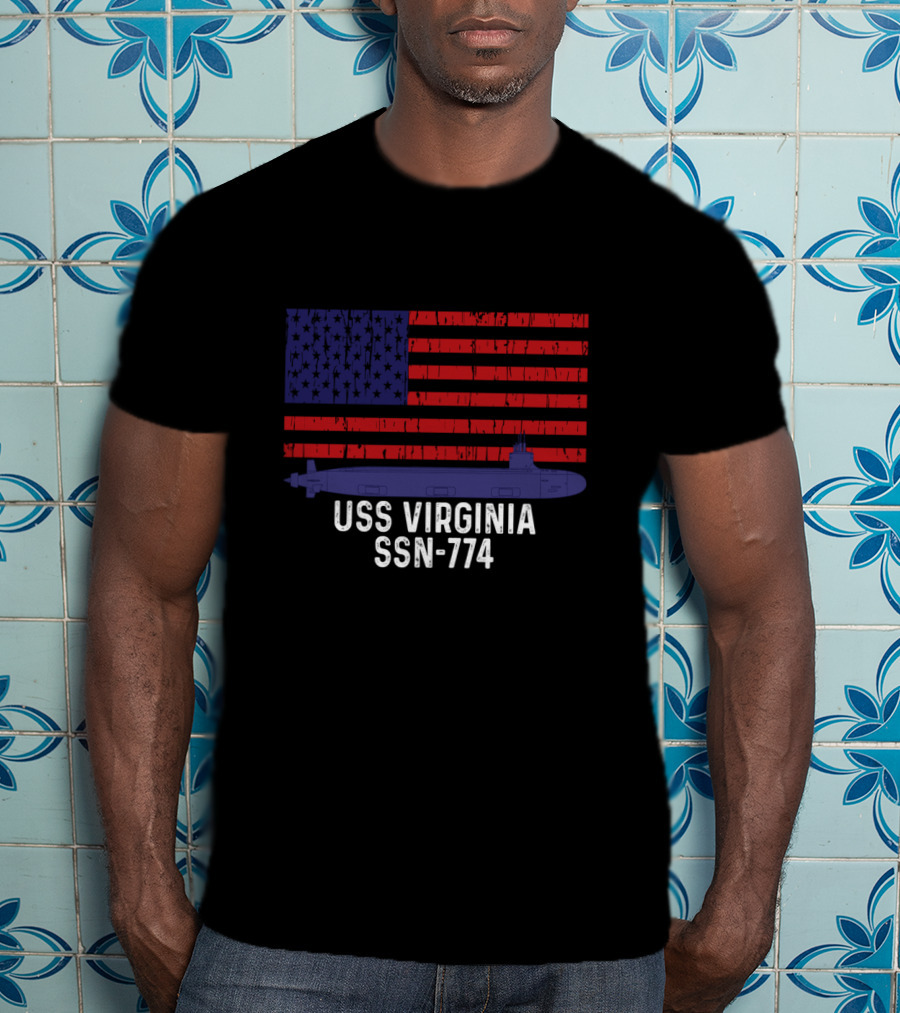USS Virginia SSN-774 Submarine American Flag Vintage Navy T-Shirt
