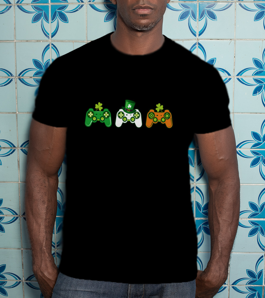 St. Patrick's Day Irish Gamer Controller Shamrock Hat T-Shirt