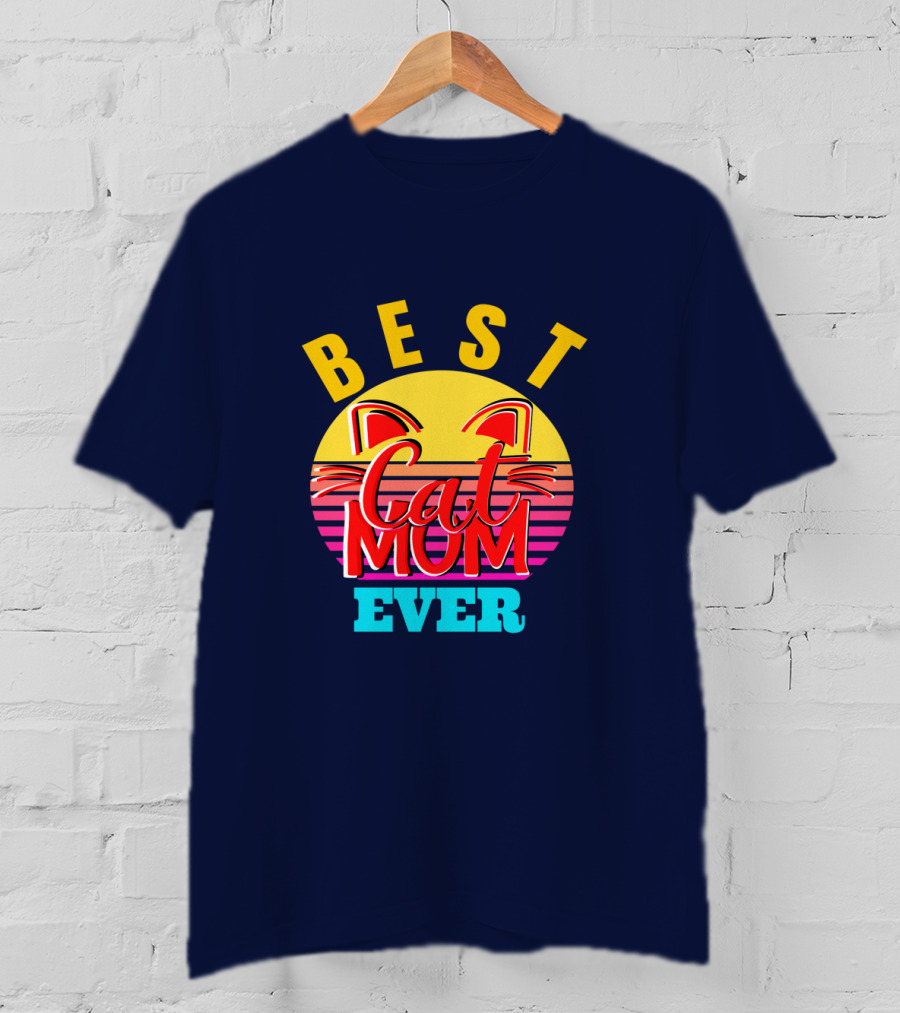 Best Cat Mom Ever Vintage Sunset Cat Ears T-Shirt