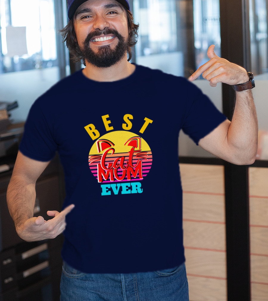 Best Cat Mom Ever Vintage Sunset Cat Ears T-Shirt