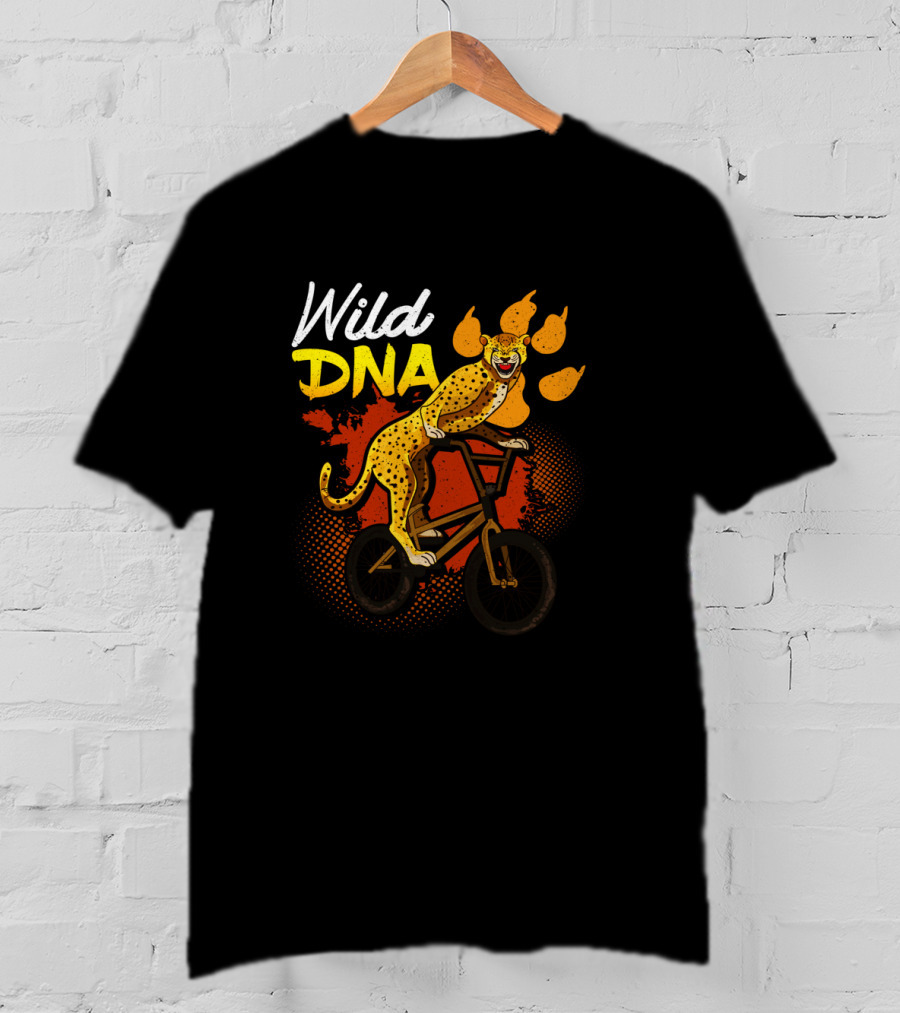 Wild DNA Bicycle Cheetah Biker Wildlife Lover T-Shirt