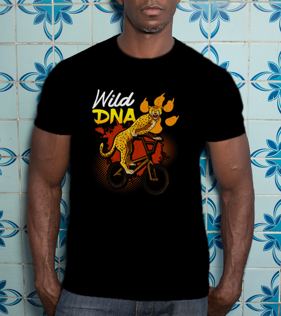 Wild DNA Bicycle Cheetah Biker Wildlife Lover T-Shirt