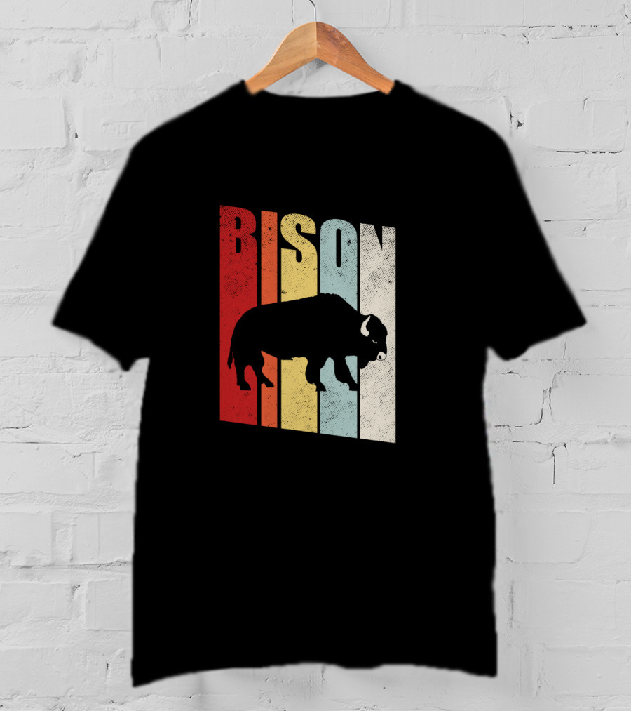 Bison American Buffalo Vintage Wildlife Retro T-Shirt