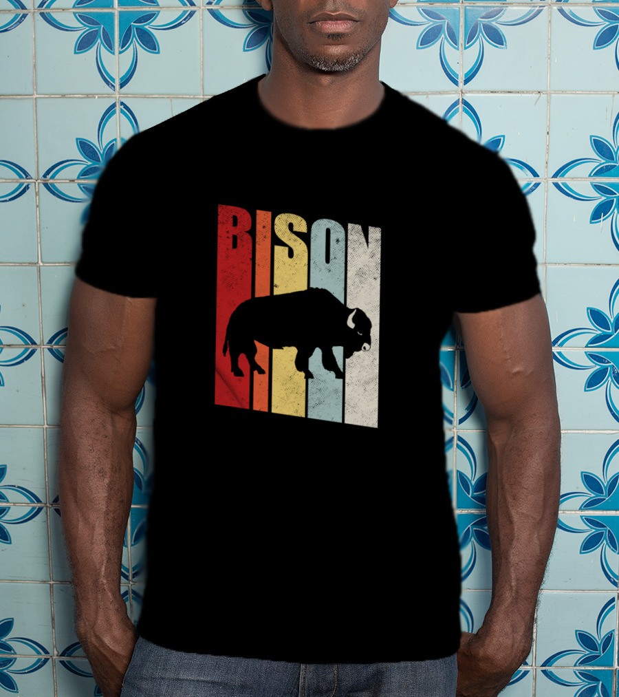 Bison American Buffalo Vintage Wildlife Retro T-Shirt