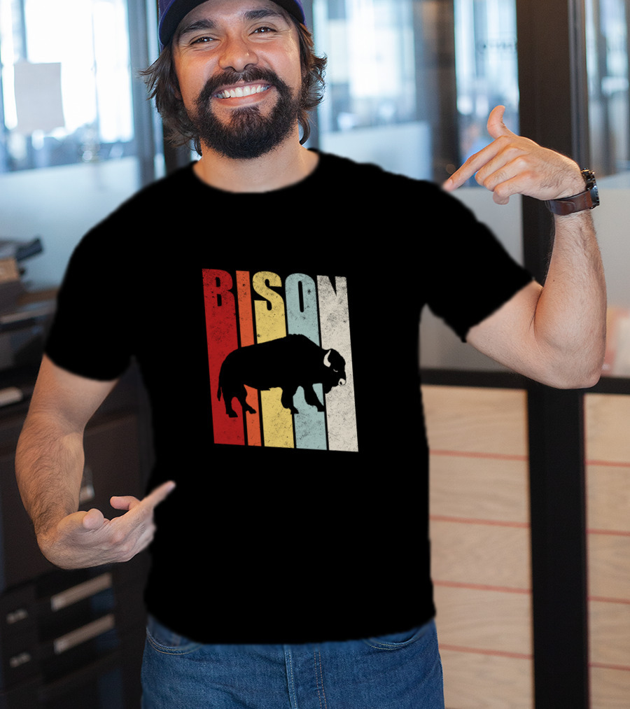 Bison American Buffalo Vintage Wildlife Retro T-Shirt