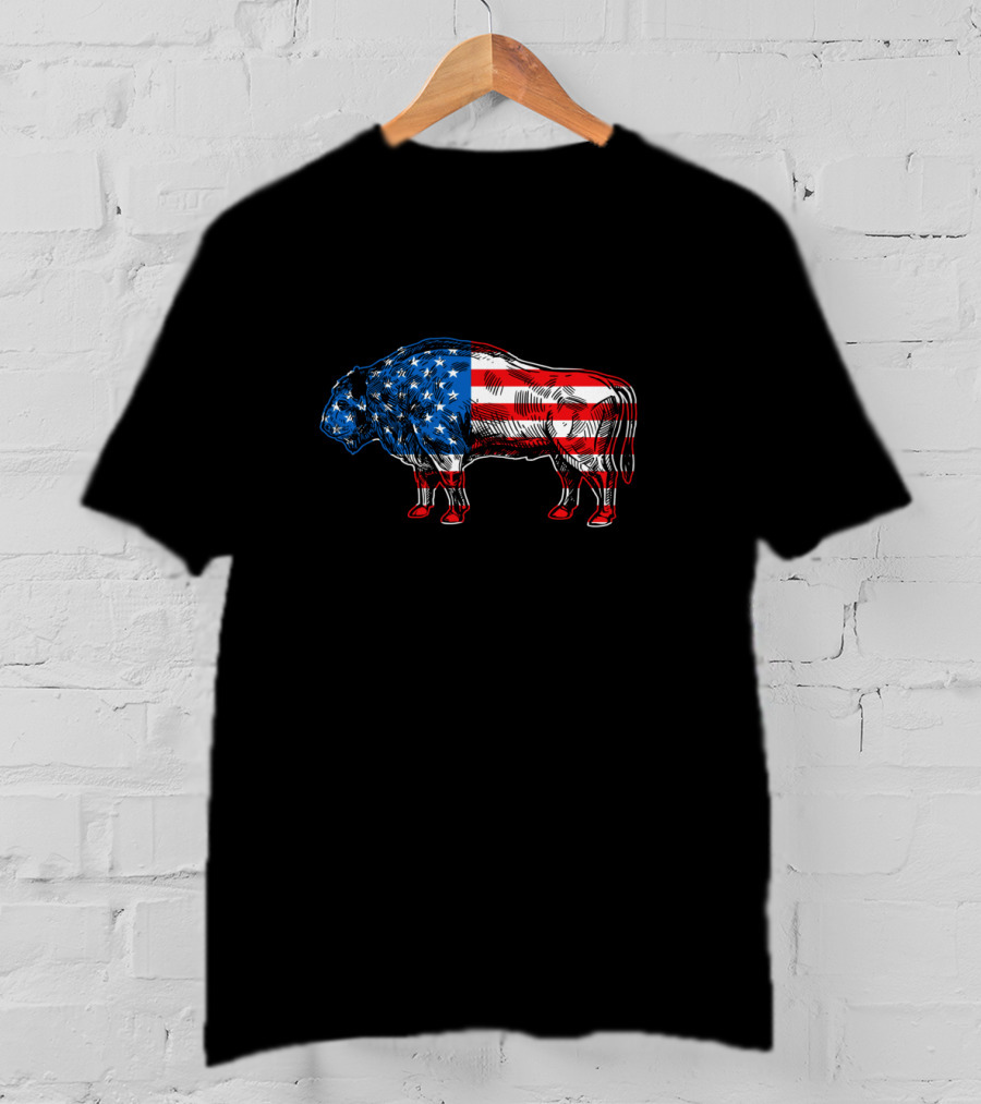 Buffalo Vintage American Flag Wildlife T-Shirt