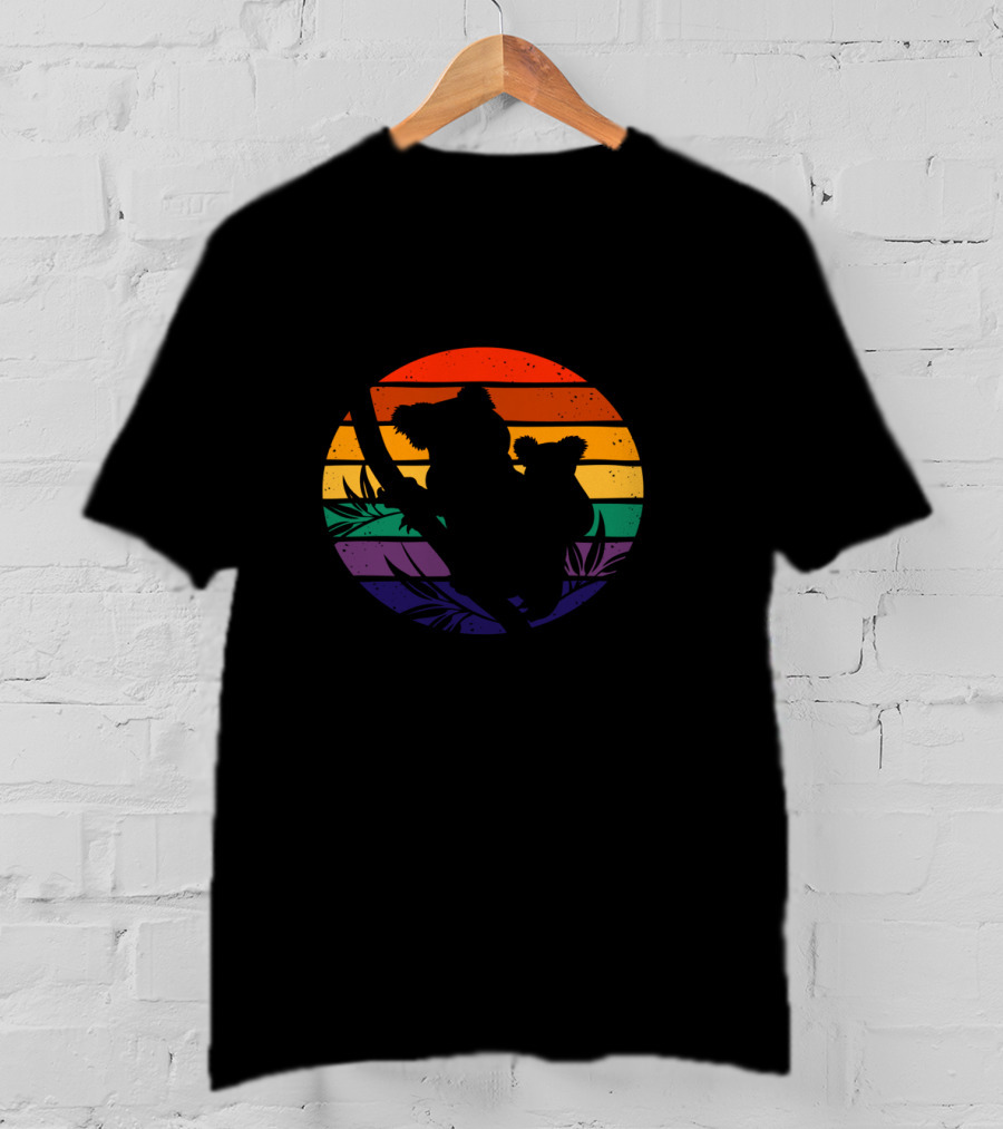 Save The Koalas Protect Wildlife Rainbow Sunset T-Shirt