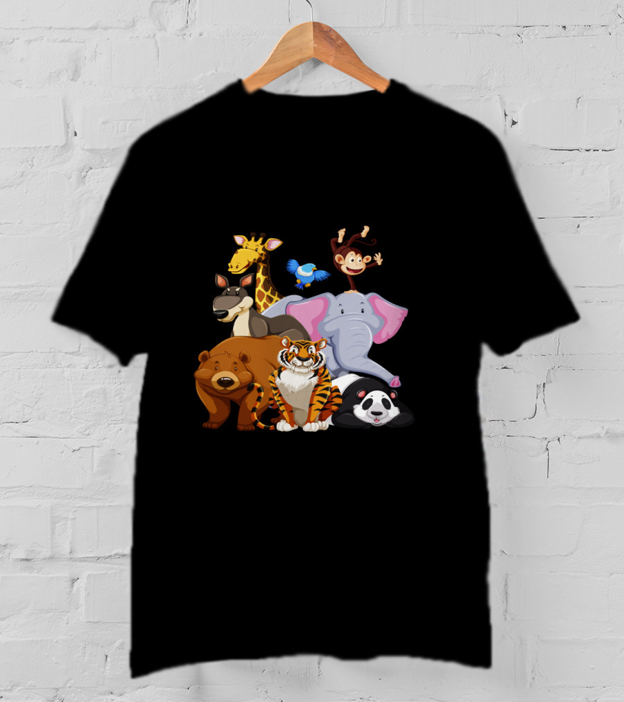 Zoo Animals Day World Wildlife Day Giraffe Elephant Tiger Panda Monkey Bear Kangaroo Bird T-Shirt