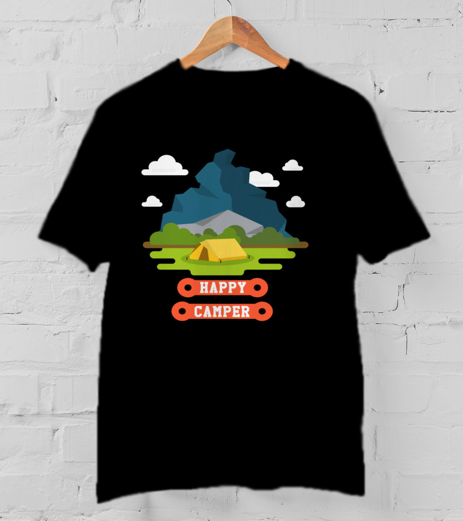 Happy Camper Mountain Tent Outdoors Adventure T-Shirt