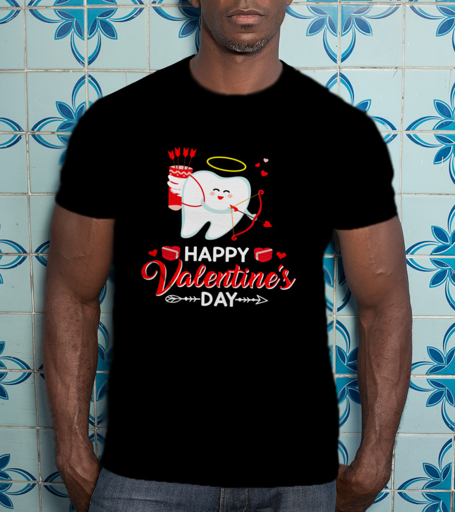 Happy Valentine's Day Cupid Tooth With Heart And Halo T-Shirt