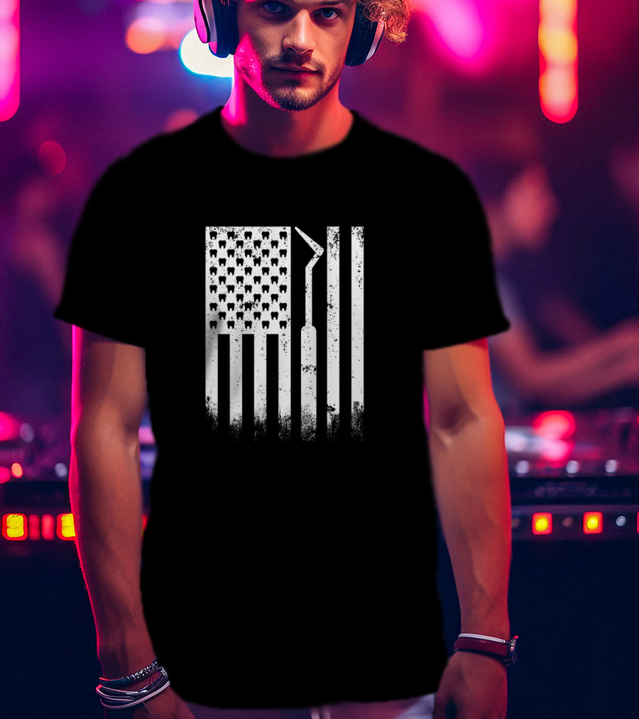 Patriotic Dentist American Flag Tooth T-Shirt