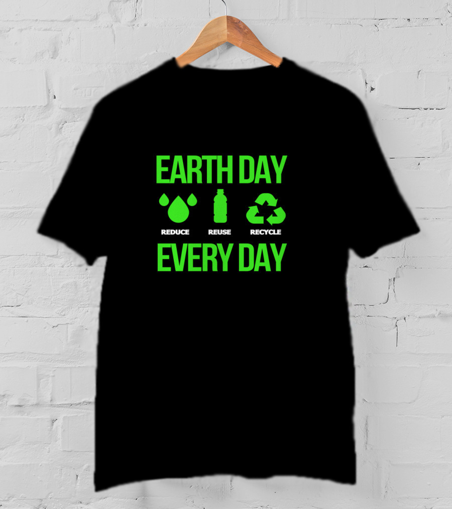 Earth Day Every Day Reduce Reuse Recycle Eco Icons T-Shirt