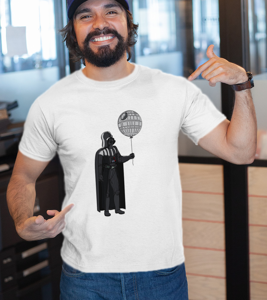 Darth Vader Holding Death Star Shaped Balloon T-Shirt