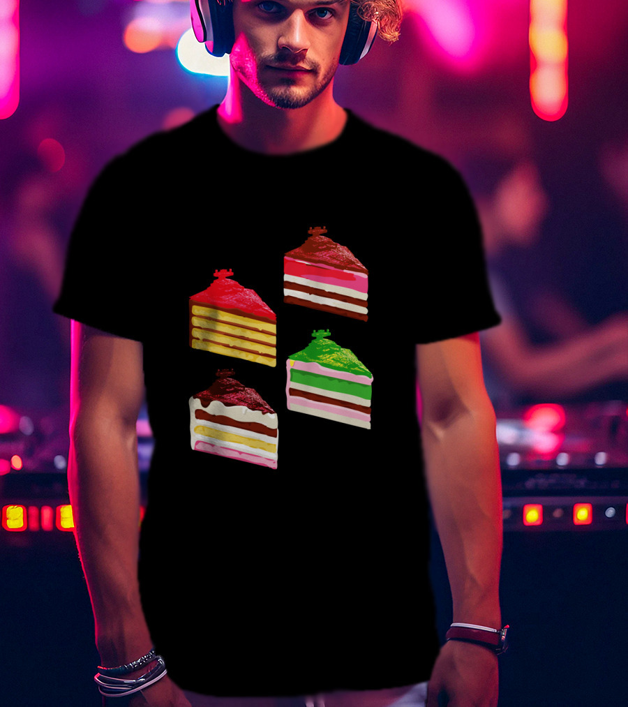 Imperial Star Destroyer Cake Slices Colorful Dessert Quartet T-Shirt