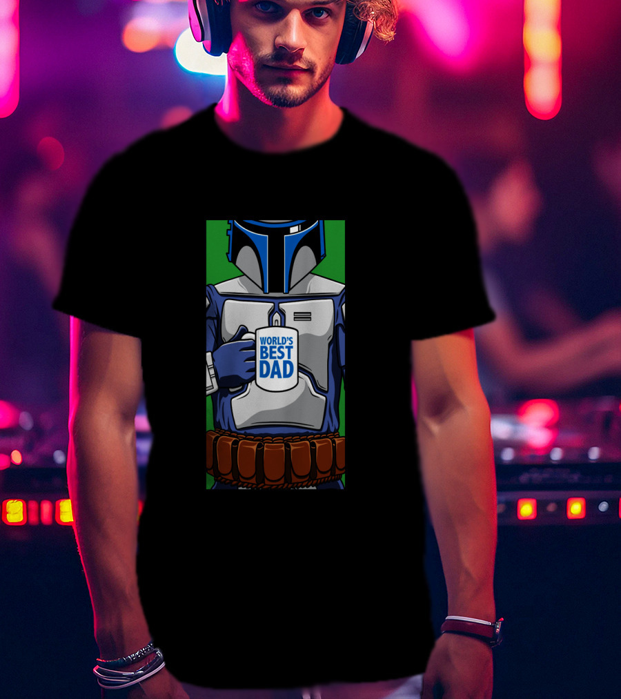 Jango Fett Holding World's Best Dad Mug T-Shirt