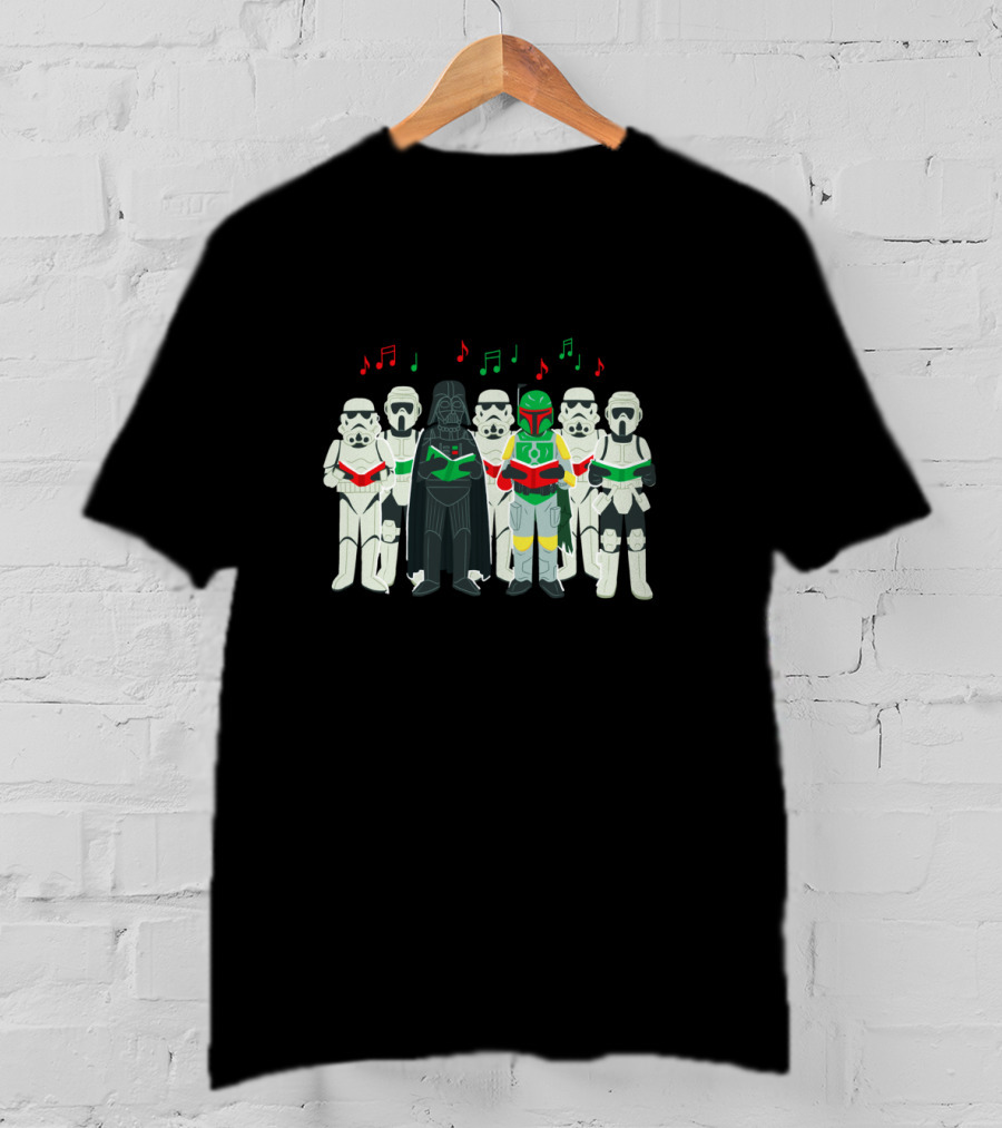 Star Wars Darth Vader And Stormtroopers Sithmas Choir Holiday Caroling T-Shirt