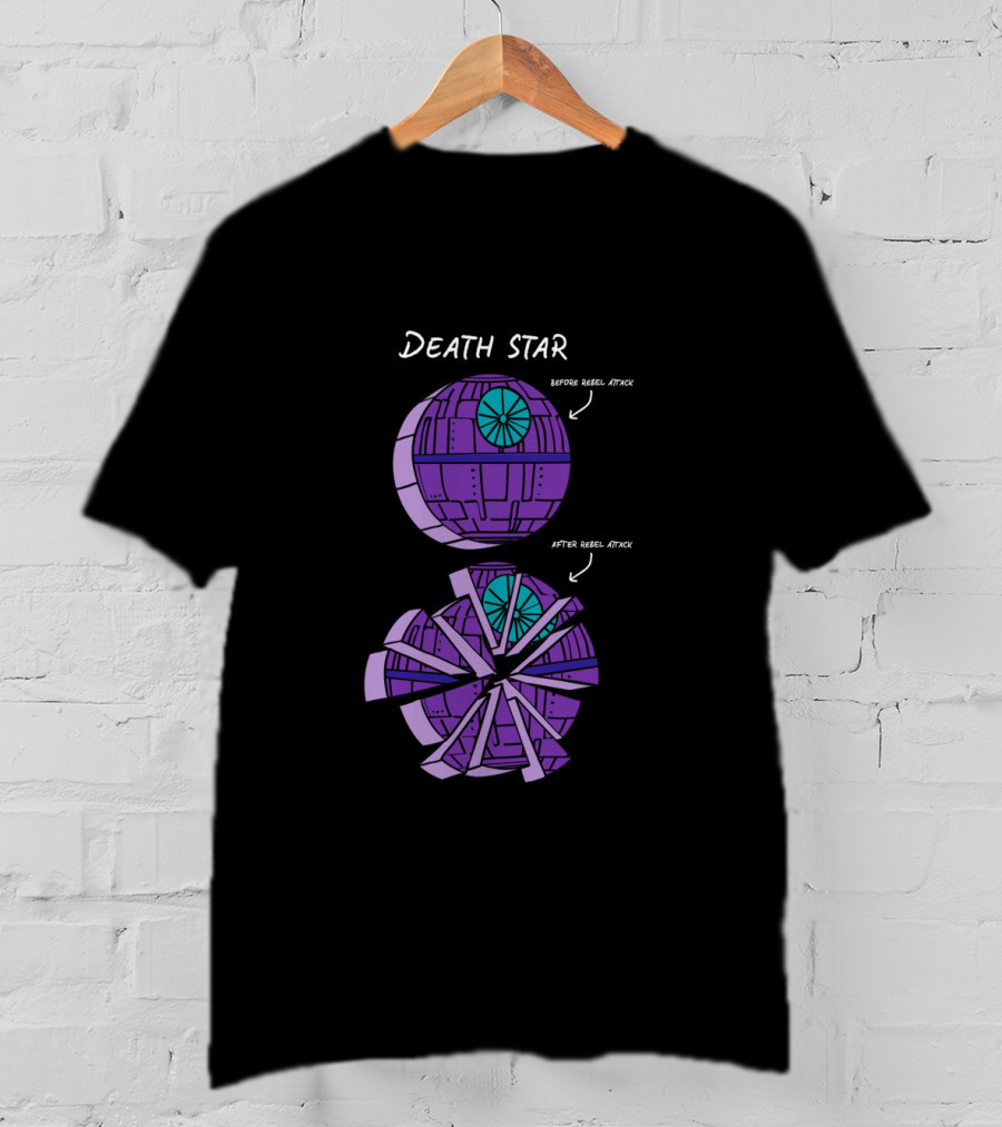 Star Wars Death Star Before Rebel Attack After Rebel Attack Pie Chart T-Shirt
